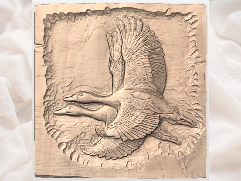 Flying Ducks 3D Relief STL view 2