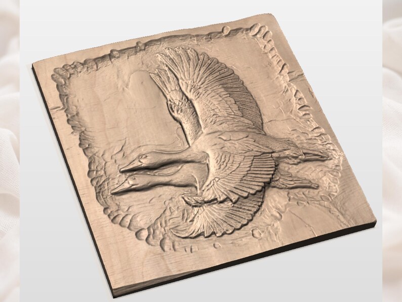 Flying Ducks 3D Relief STL view 3