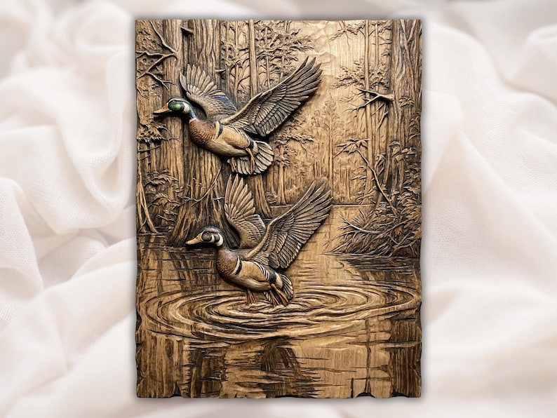 Flying Ducks 3D STL File bas-relief STL design