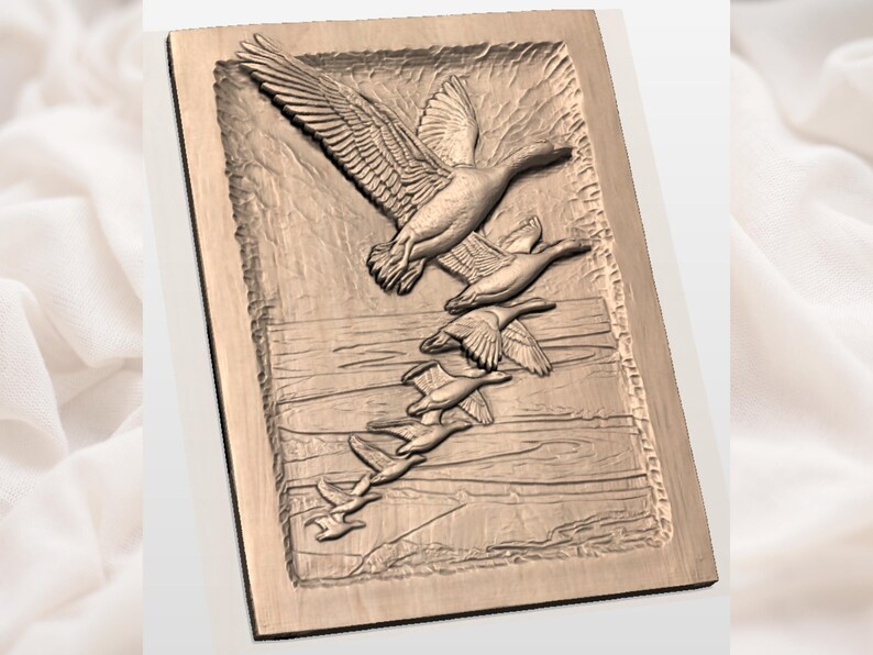 Flying Geese 3D Relief STL for CNC Router view 3