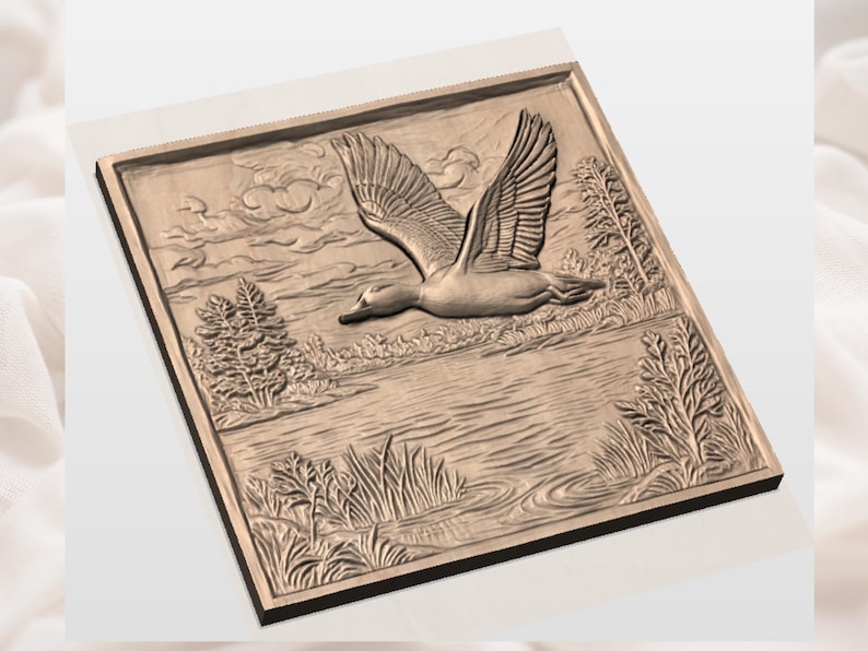 Flying Mallard Duck 3D Relief STL view 2