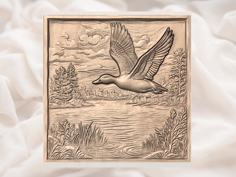 Flying Mallard Duck 3D Relief STL view 3