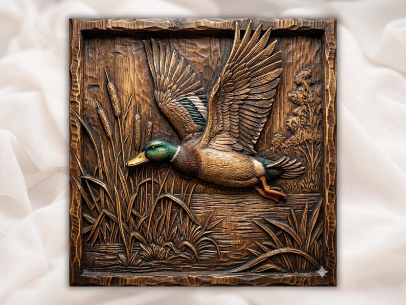 Flying Mallard Duck 3D Relief STL bas-relief STL