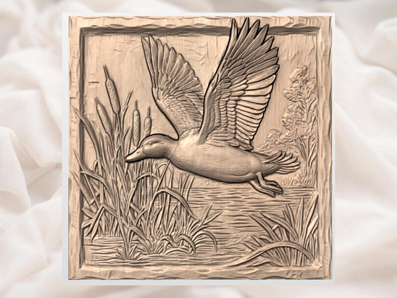 Flying Mallard Duck 3D Relief STL view 2