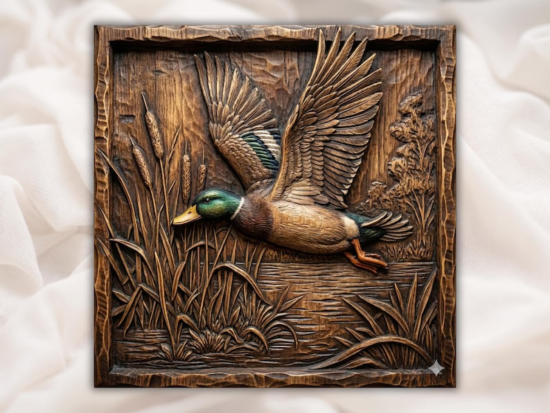 Flying Mallard Duck 3D Relief STL bas-relief STL design