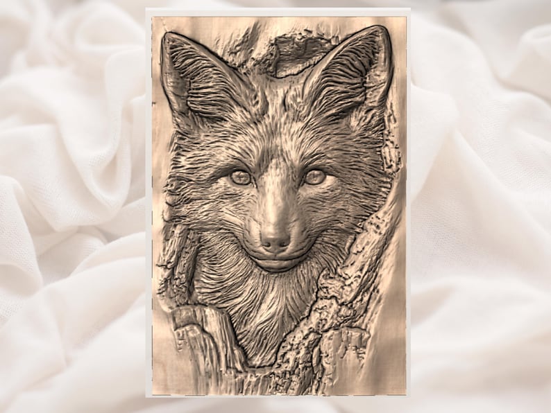 Fox Face 3D Relief STL view 3