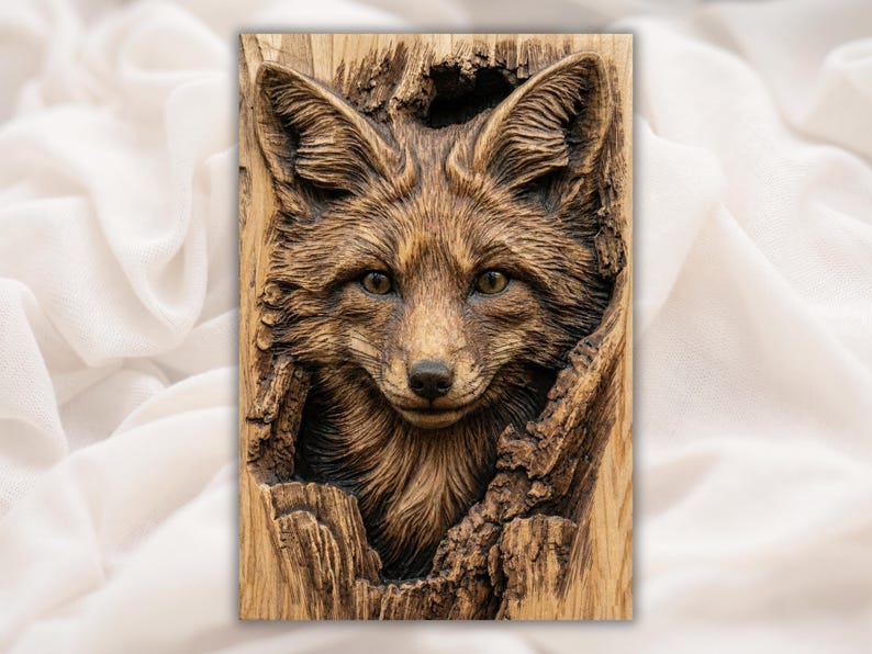 Fox Face 3D Relief STL bas-relief STL design