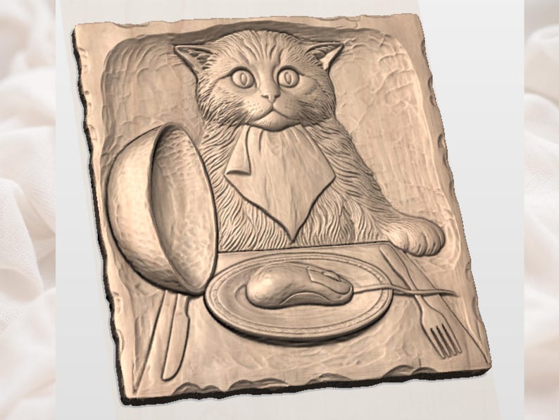 Funny Cat Dining STL view 2