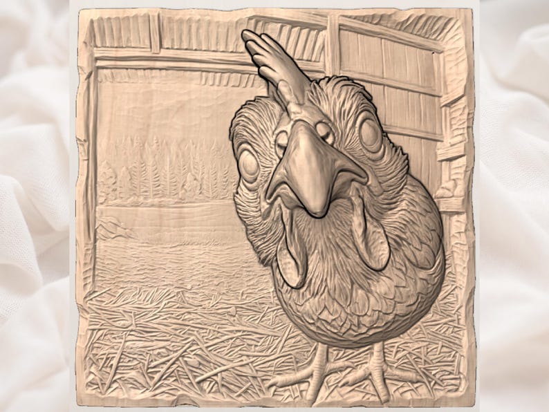 Funny Chicken Relief STL view 3