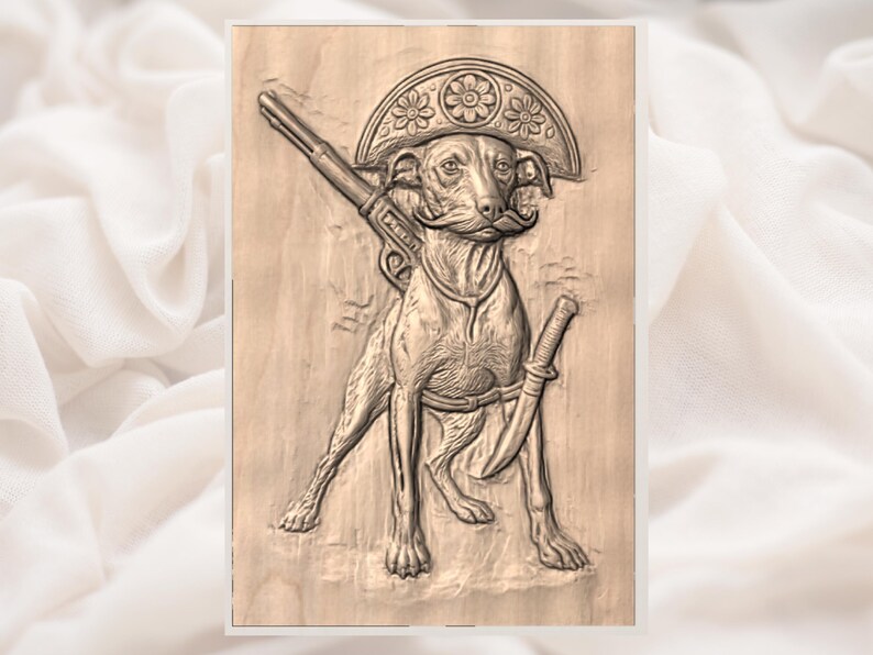 Cowboy Dog 3D bas Relief STL view 2