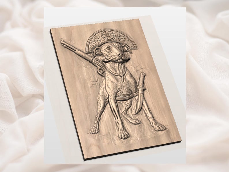 Cowboy Dog 3D bas Relief STL view 3