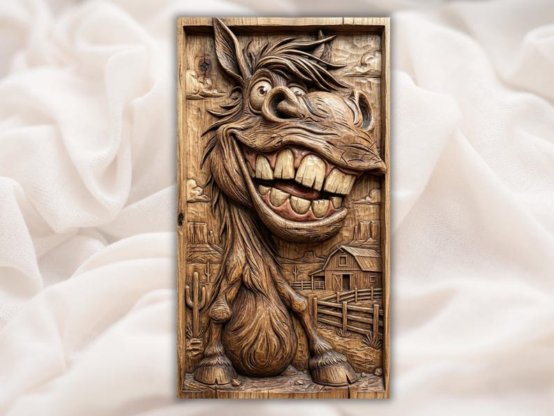 Funny Donkey 3D Relief STL File bas-relief STL design