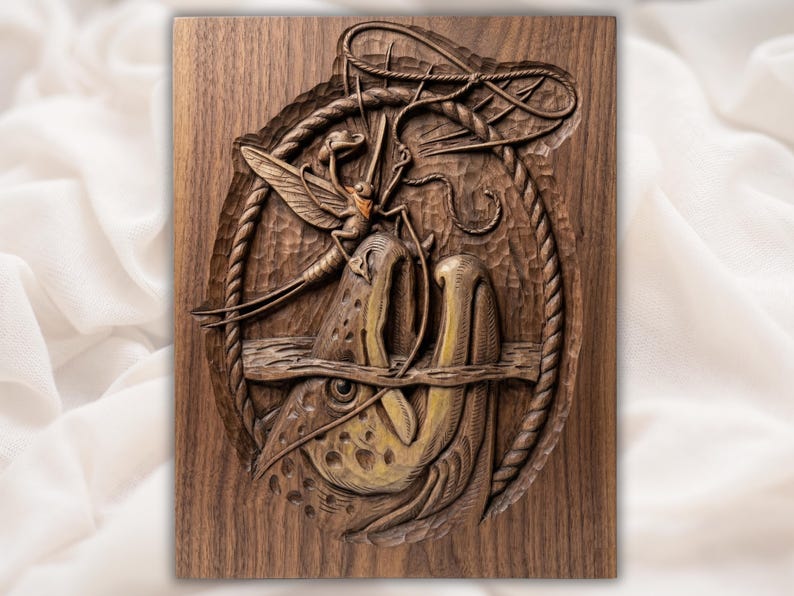 Funny Fly Fishing Trout 3D Relief STL bas-relief STL