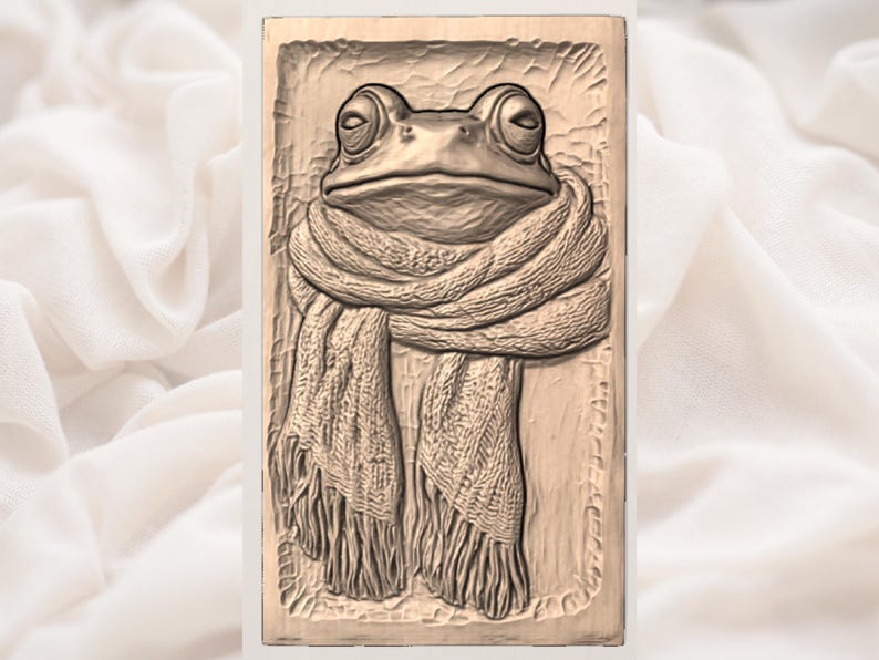 Funny Frog Bas Relief STL view 3