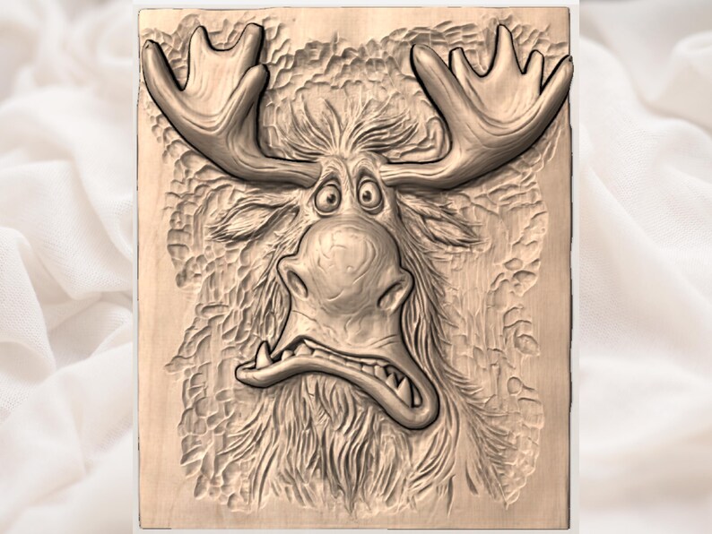 Funny Moose 3D Bas Relief STL view 2