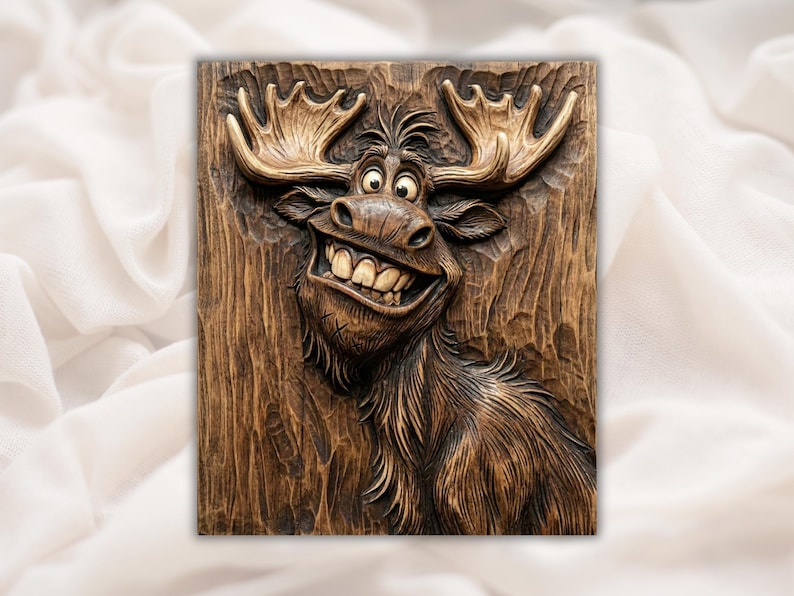 Funny Moose STL File bas-relief STL design