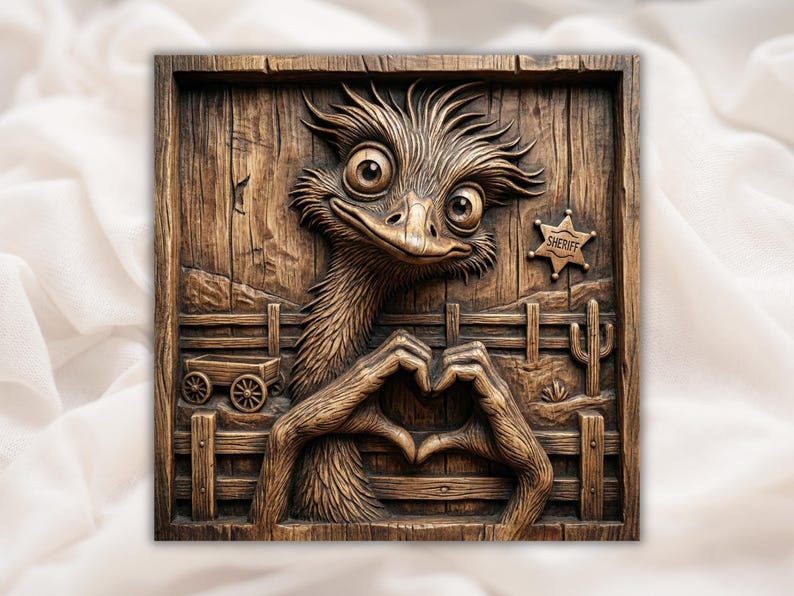 Funny Ostrich STL File bas-relief STL design