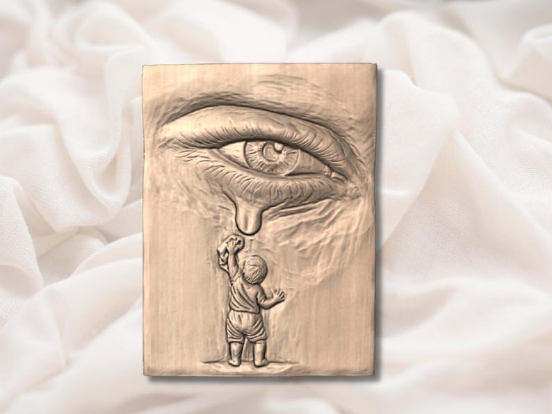 Giant Eye & Child 3D Relief STL view 2