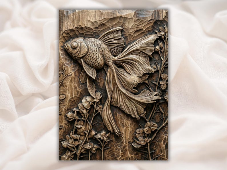 Goldfish 3D Relief STL File bas-relief STL