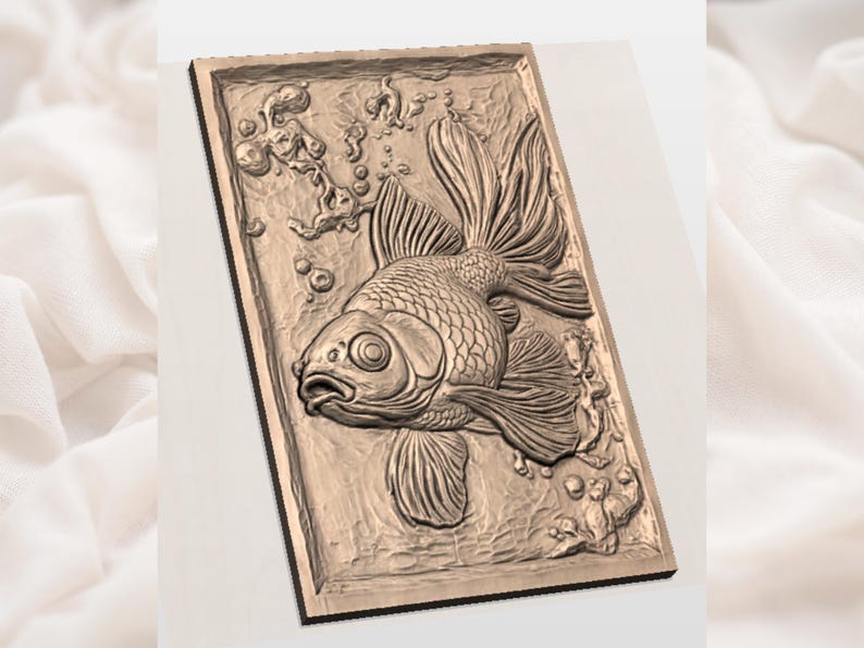 Goldfish 3D Relief STL view 2