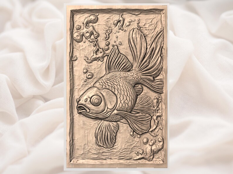 Goldfish 3D Relief STL view 3