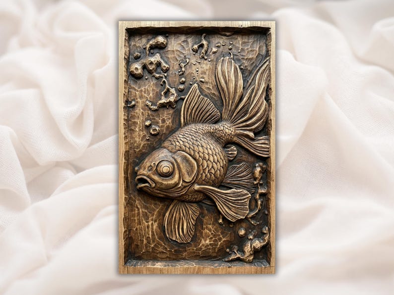 Goldfish 3D Relief STL bas-relief STL design