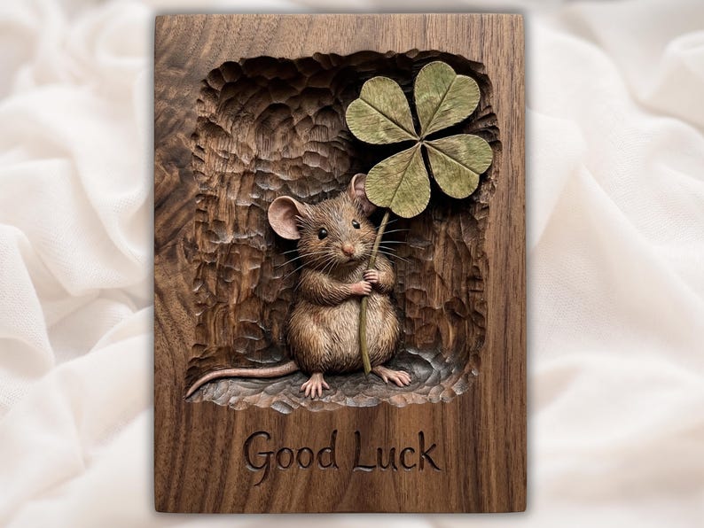 Good Luck Mouse Relief STL bas-relief STL design