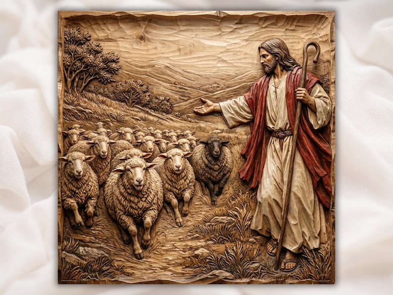 Good Shepherd Jesus 3D Relief STL bas-relief STL