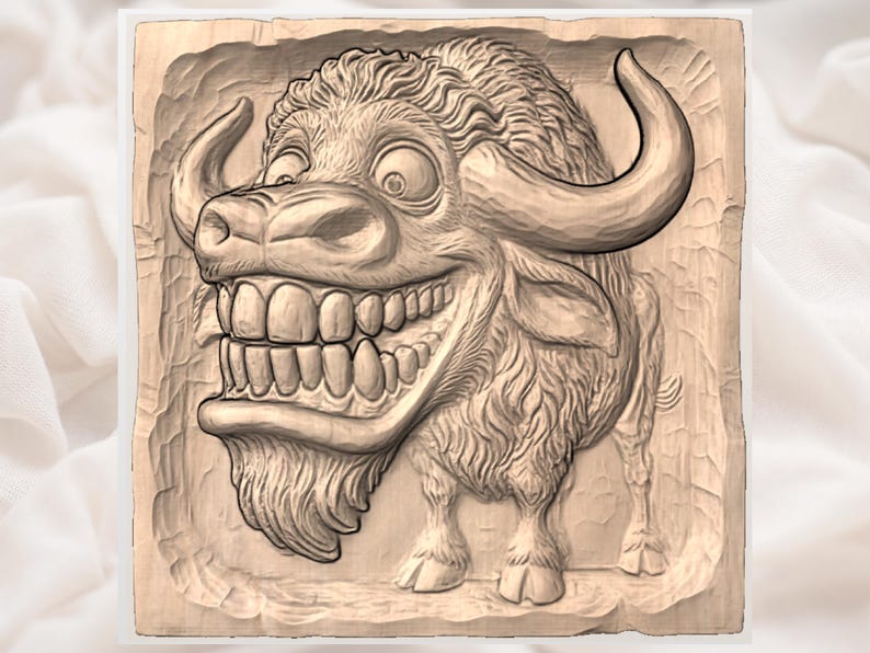Goofy Bison 3D Relief STL view 2