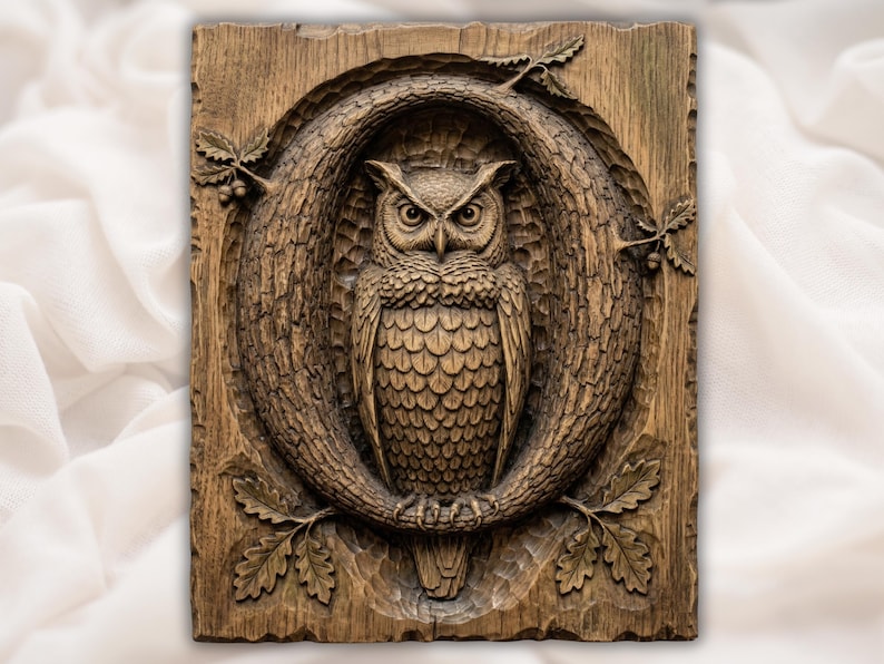 Great Horned Owl Bas Relief STL bas-relief STL design