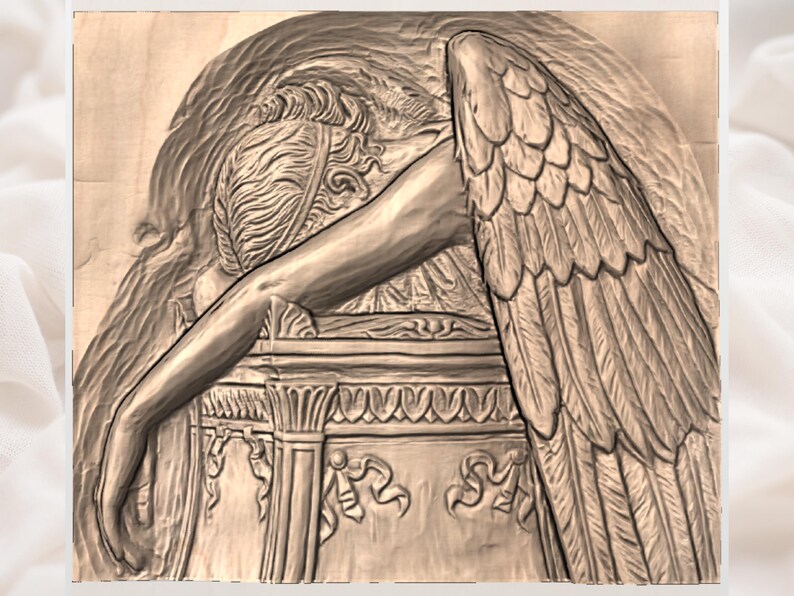Angel 3D Relief STL for CNC Router view 2