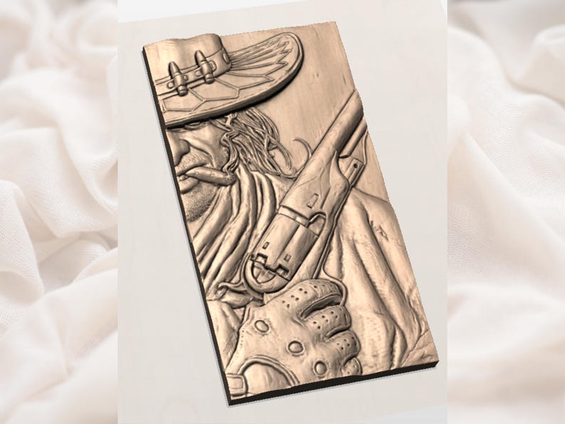 Gunslinger Close-Up 3D Relief STL view 2