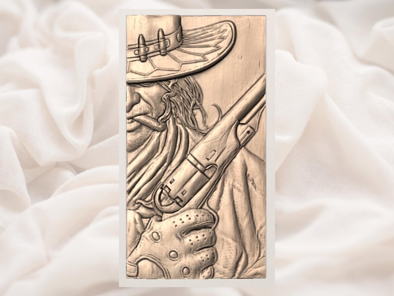 Gunslinger Close-Up 3D Relief STL view 3