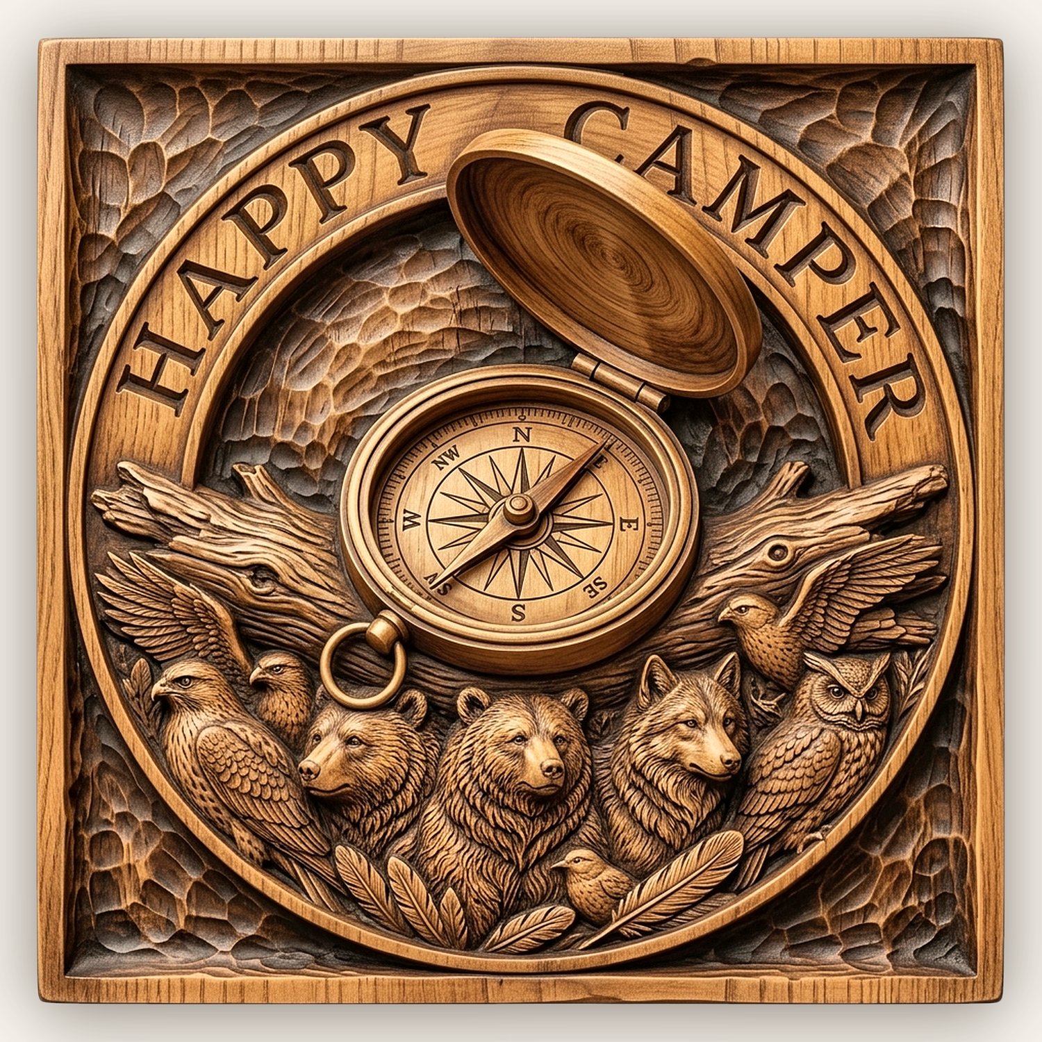 Happy Camper Forest Wildlife CNC Relief STL