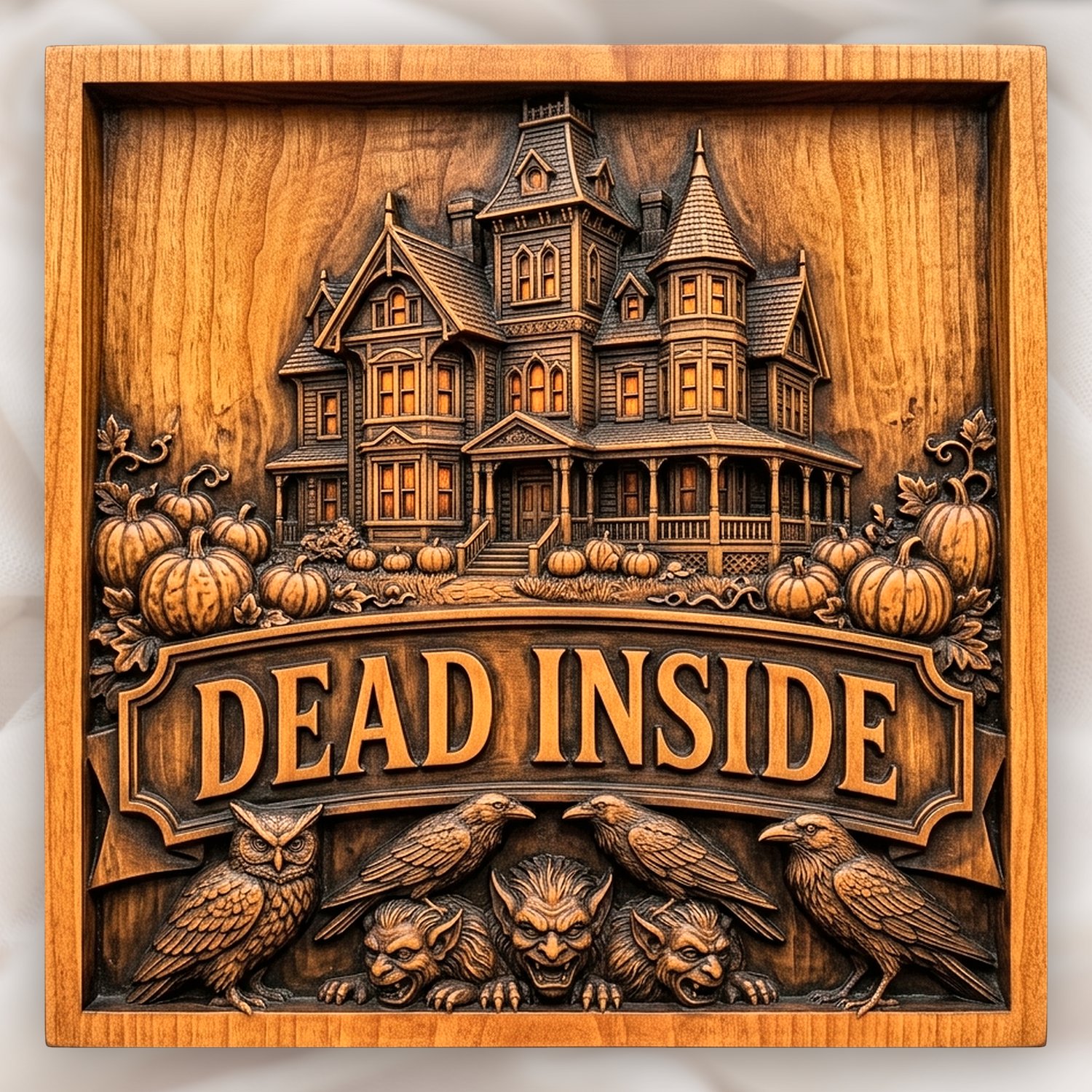 Haunted Victorian Mansion Dead Inside Sign CNC Relief STL