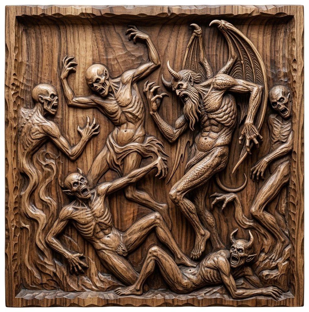 Hellish Demon Horde Battle Scene CNC Relief STL bas-relief STL design