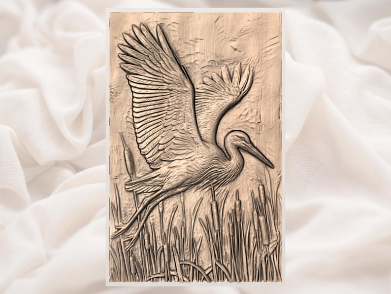 Heron Bird 3D Relief STL File view 3