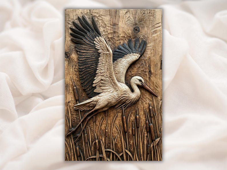 Heron Bird 3D Relief STL File bas-relief STL design