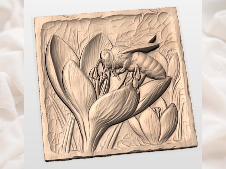 Honey Bee Crocus STL view 2