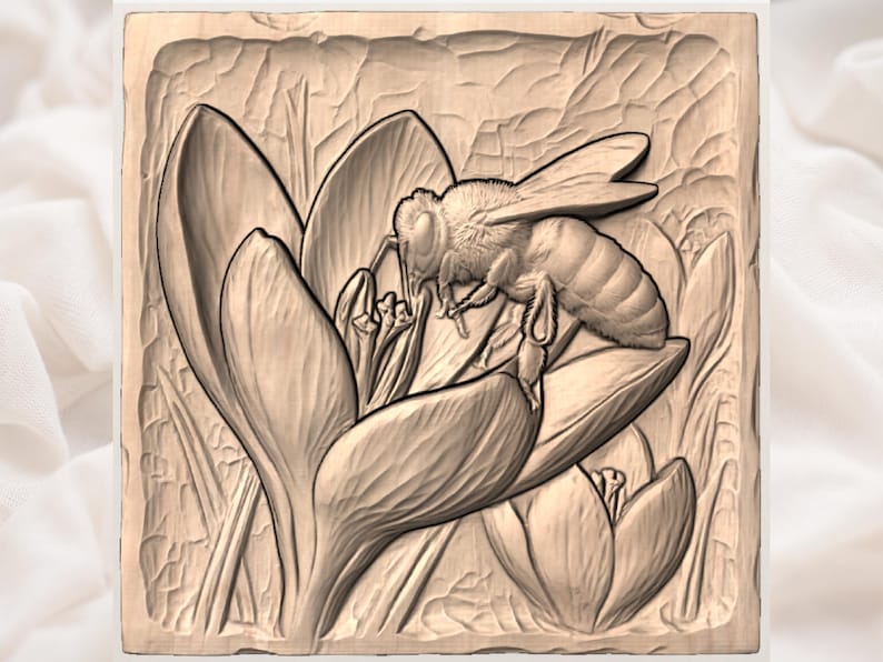 Honey Bee Crocus STL view 3