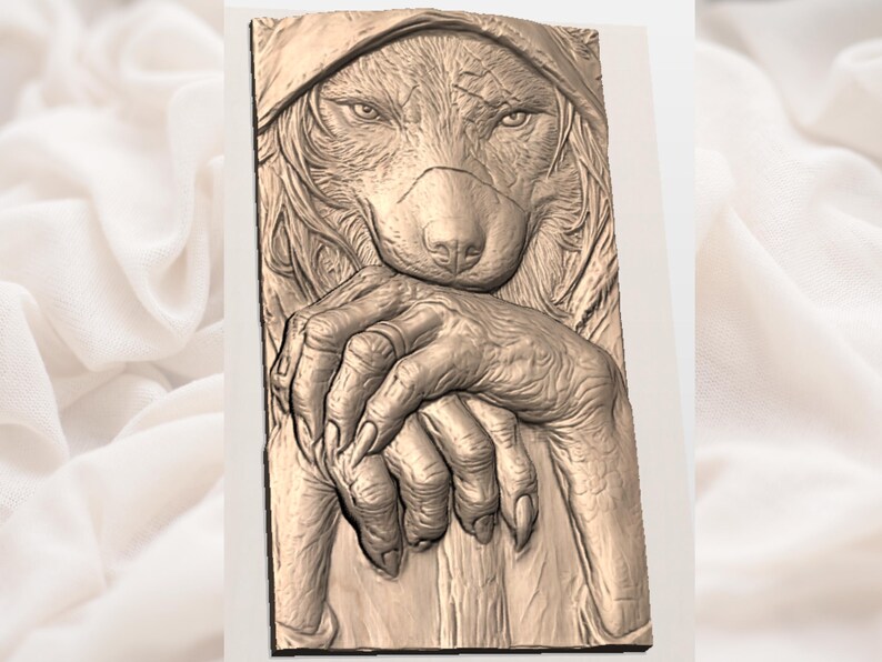 Hooded Wolf STL view 2