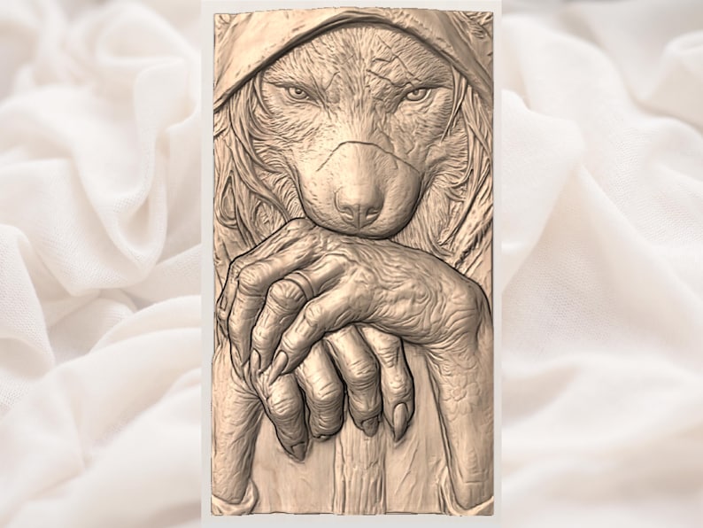 Hooded Wolf STL view 3