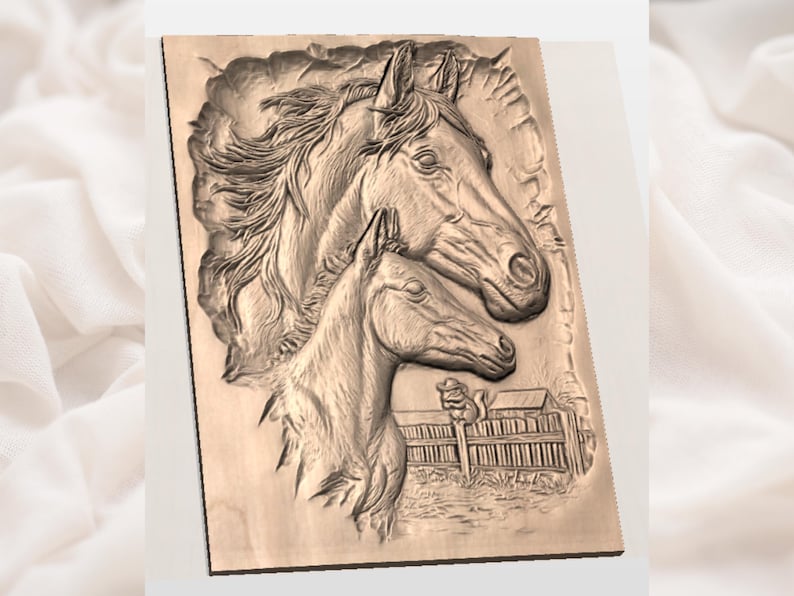 Horse & Foal Relief STL view 2