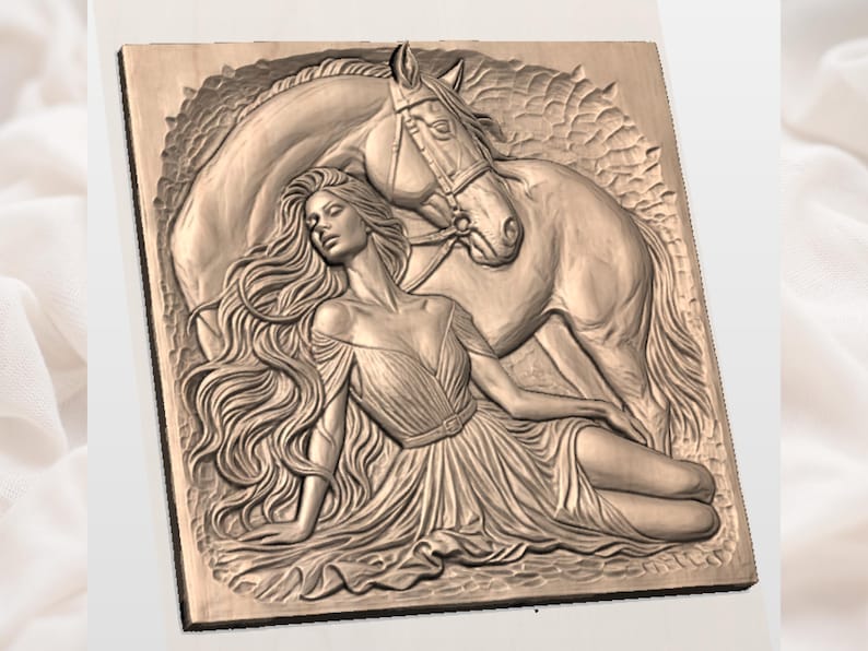 Horse and Woman STL view 2