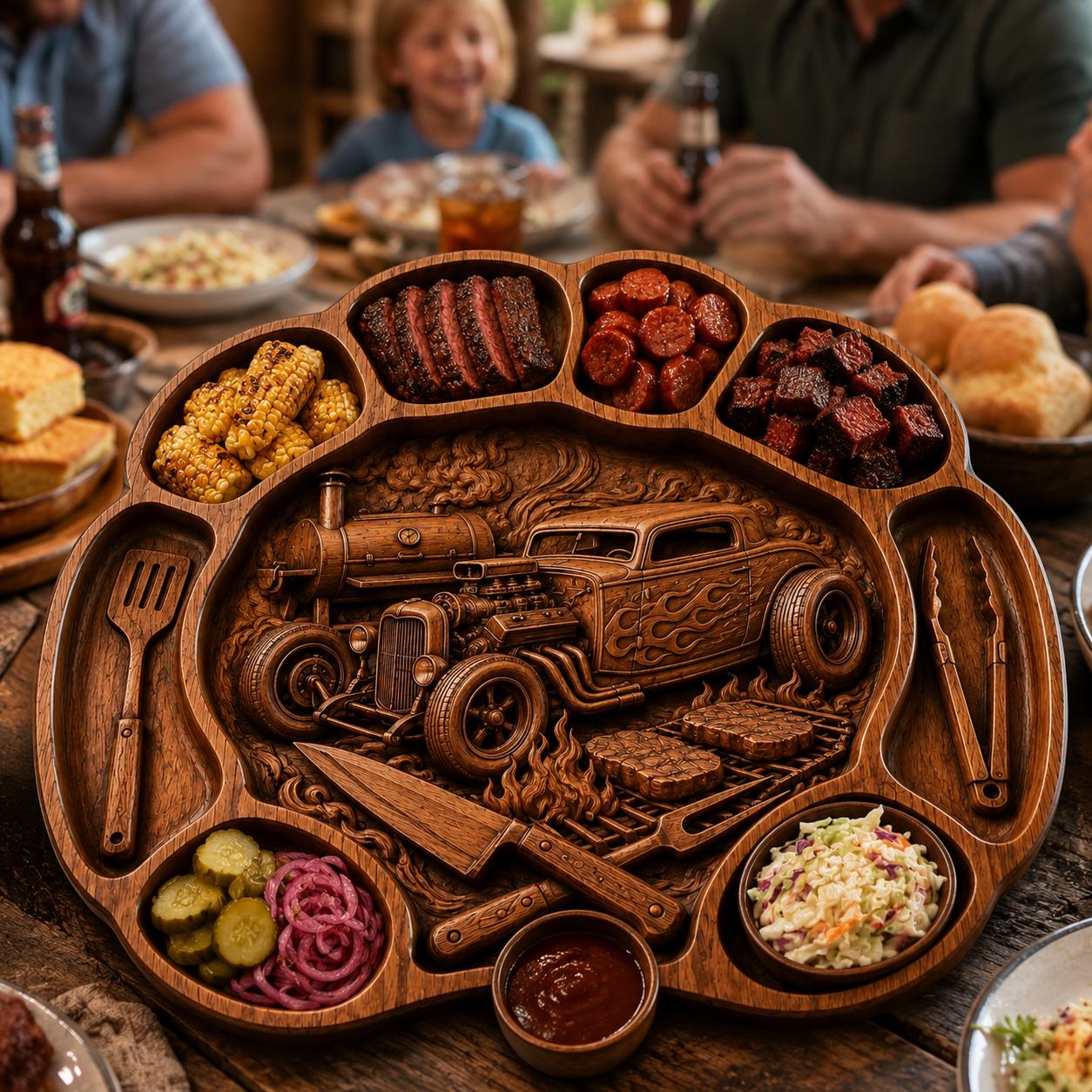 Hot Rod BBQ Serving Tray STL for CNC Router view 5