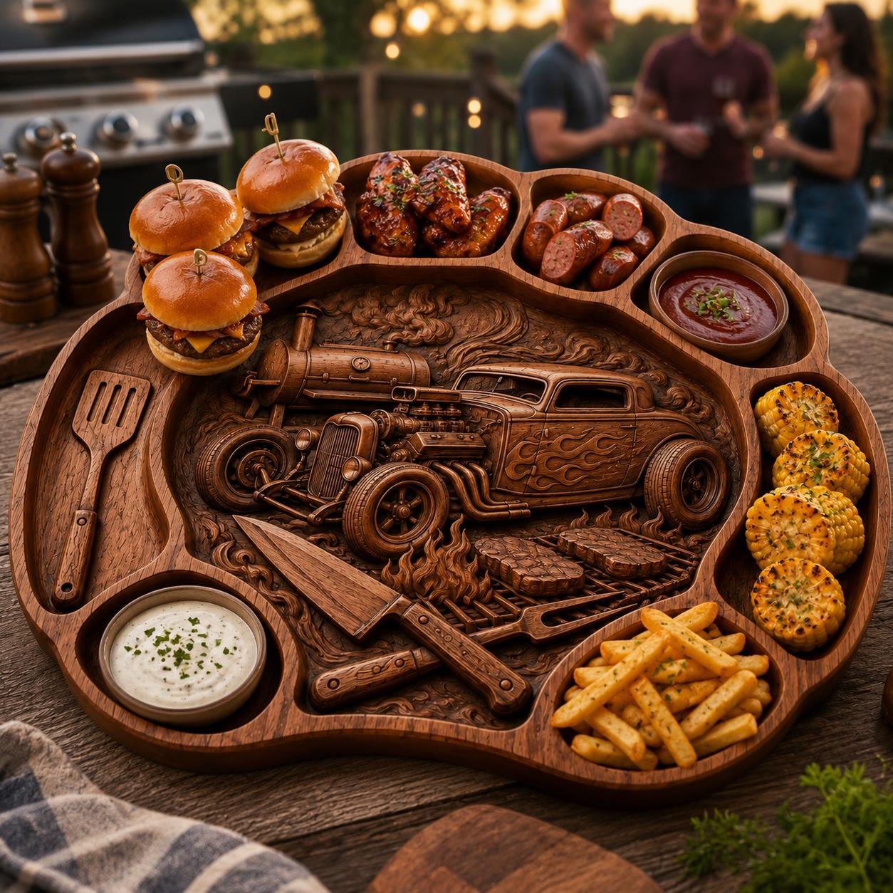 Hot Rod BBQ Serving Tray STL for CNC Router view 6