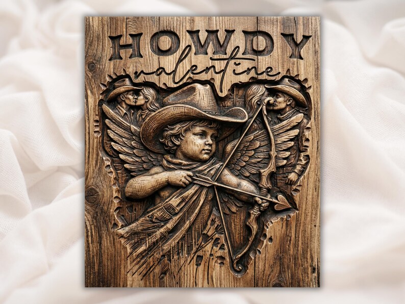 Howdy Valentine Cupid Cowboy 3D Relief STL bas-relief STL design