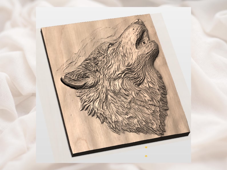Howling Wolf 3D Relief STL File view 2