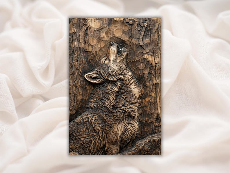 Howling Wolf 3D Relief STL bas-relief STL