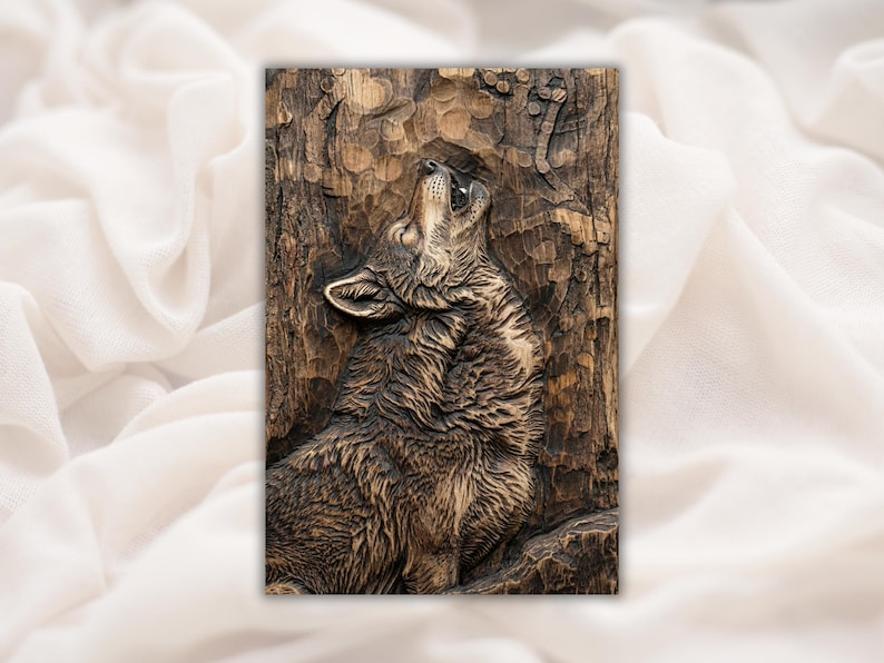 Howling Wolf 3D Relief STL bas-relief STL design